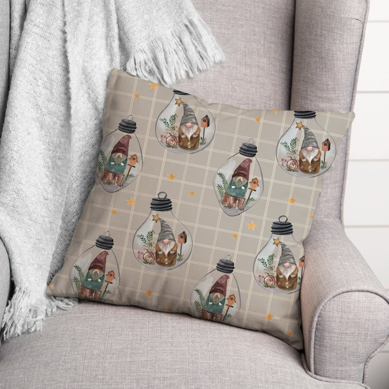 Square Throw Pillow, Gray/White