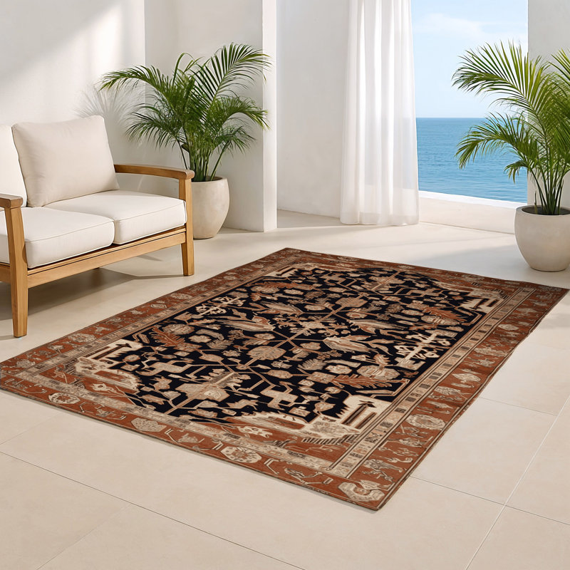 Turkish Brown Indoor and Outdoor Area Rug, Rectangle 2' x 3'
