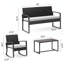 Ensemble de conversation de terrasse en osier pour 8 personnes avec coussins, causeuse, chaises berçantes et table basse
