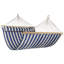 Striped Macrame Quilted Two Person Double Hammock With Pillow - 9' X 55" - Blue And Cream