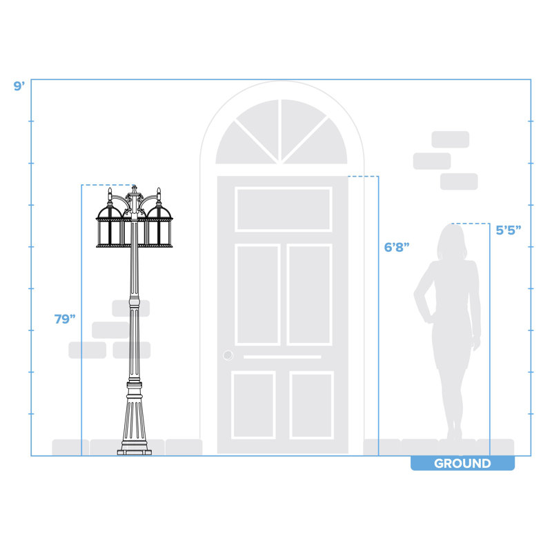 Lampadaire 3 lumières H 79 "Roscoe (double), Blanc