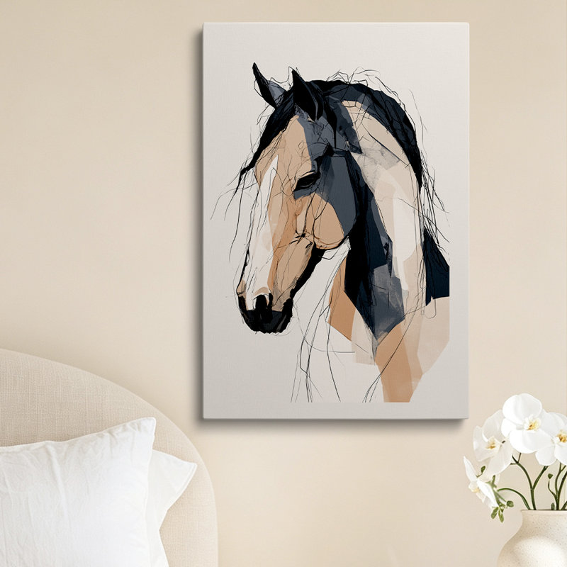 "Modern Modern Abstract Horse Portrait", reproduction d'art sur toile 30 x 20 pouces - décoration de salon