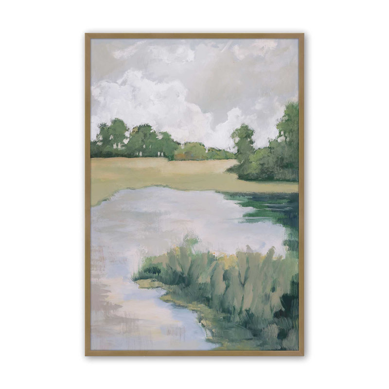 «Peaceful Riverside View II», impression, H 25,25 po x l 19,25 po, Or brossé