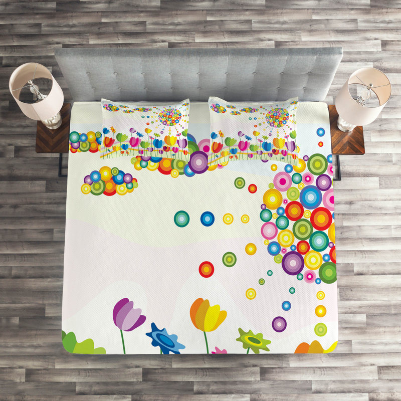 Cloud Floral Coverlet, King Bedspread + 2 Shams