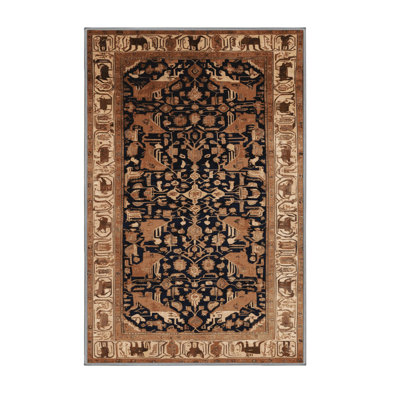 Machine Washable Persian Brown Area Rug, Runner 2' x 4'