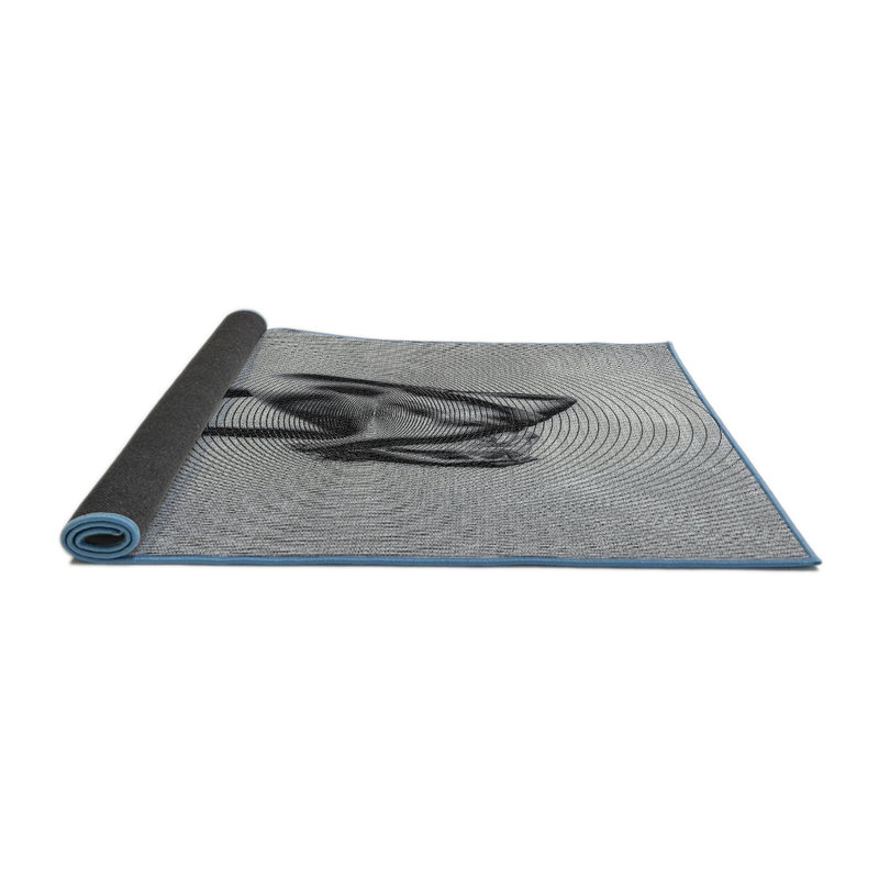 Tapis gris/zone noire à motifs, Rond 5 pi