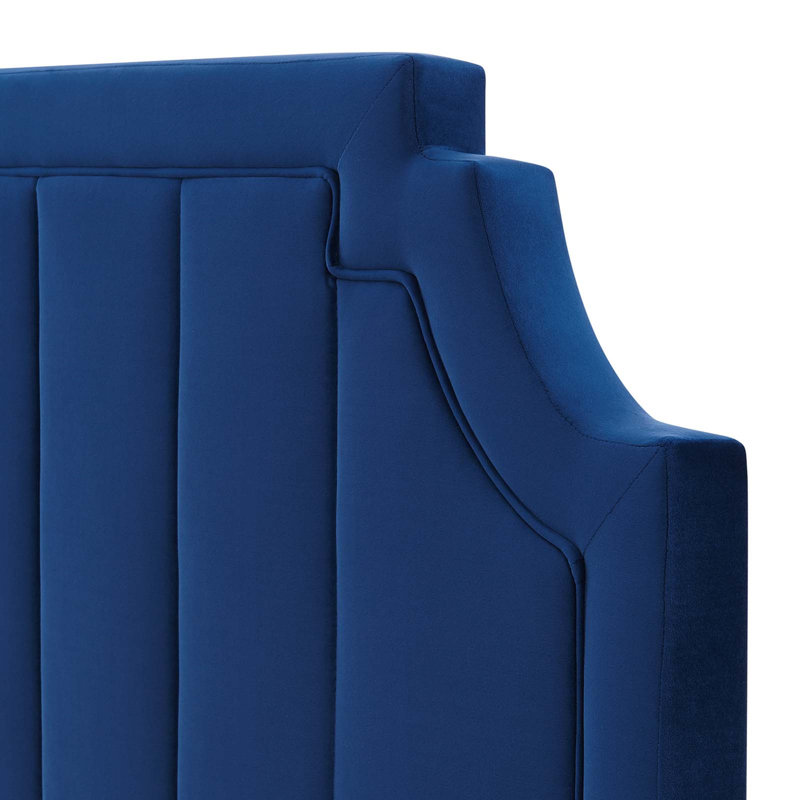 Deltona Light Green Velvet Upholstered King/California King Headboard, Blue, Twin