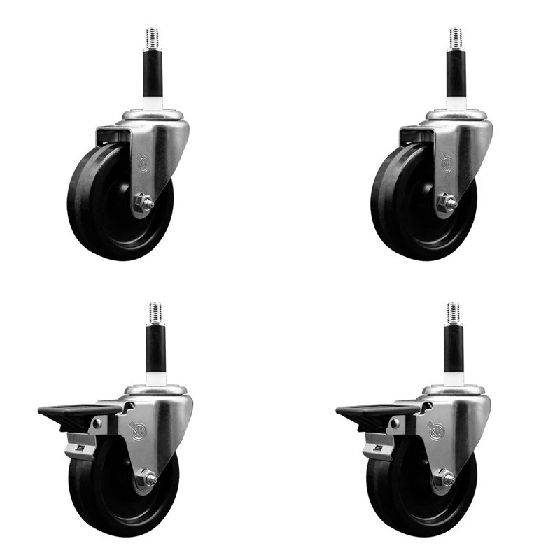 Ensemble de roulettes extensibles pivotantes à roulettes Phenolique 2 freins SCC PLB 4 po x 7/8 po