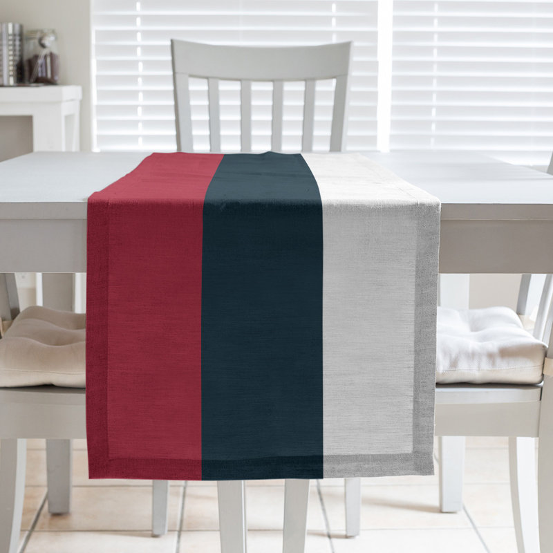 Houston Throwback Football Stripes Table Runner, 72" x 16", Houston Throwback Football Cherry/Navy/Gray, Polyester