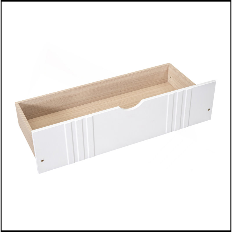 Lit de jour simple en bois avec deux tiroirs, Blanc