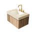 Comptoir en pierre frittée à motif de 30 po et lavabo encastré en céramique, beige, effet feu, trou de trop-plein, idéal pour meuble-lavabo, profondeur 30,16 po.-1982782921