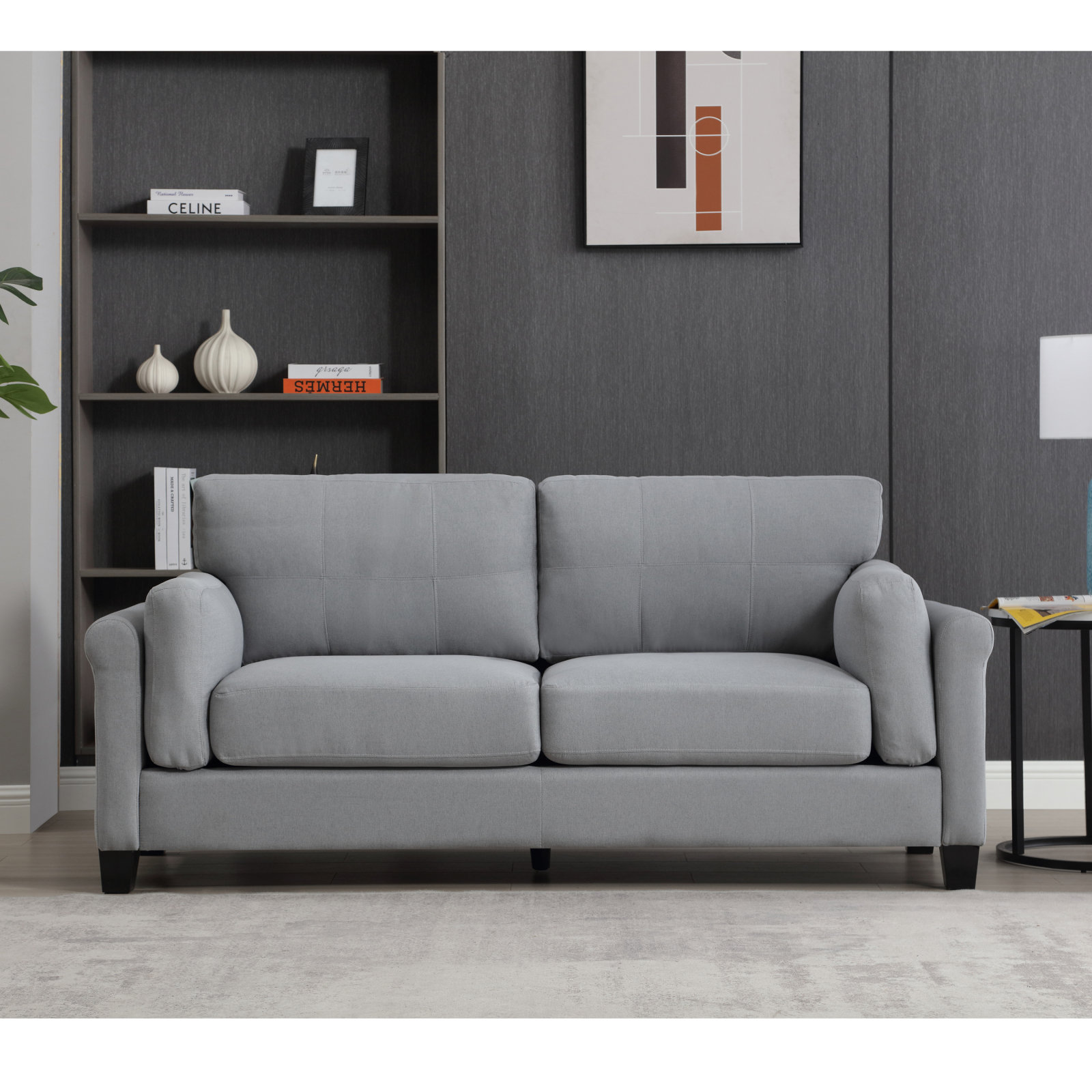 Latitude Run® Modern Sofa 79" Style Button Tufted Linen Upholstered 3 ...