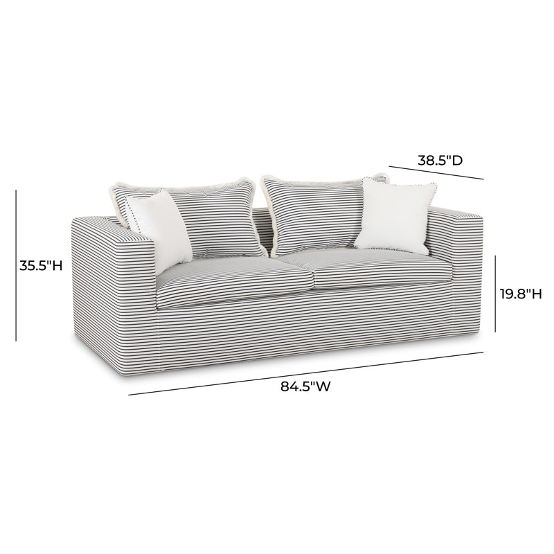 Salty Striped Indoor/Outdoor Sofa, Black