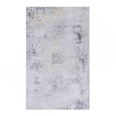 Gold Washable Rug 5X8 Area Rug (Gray+Gold, 5' X 8')