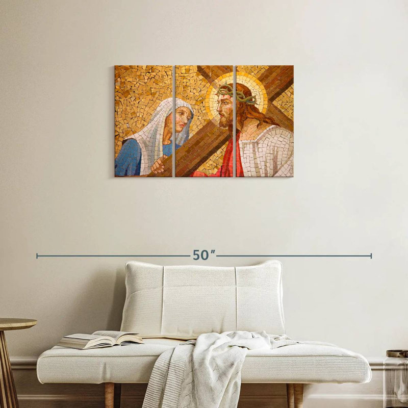Adella, Jésus-Christ et Marie, mosaïque, H 20 po x l 33 po