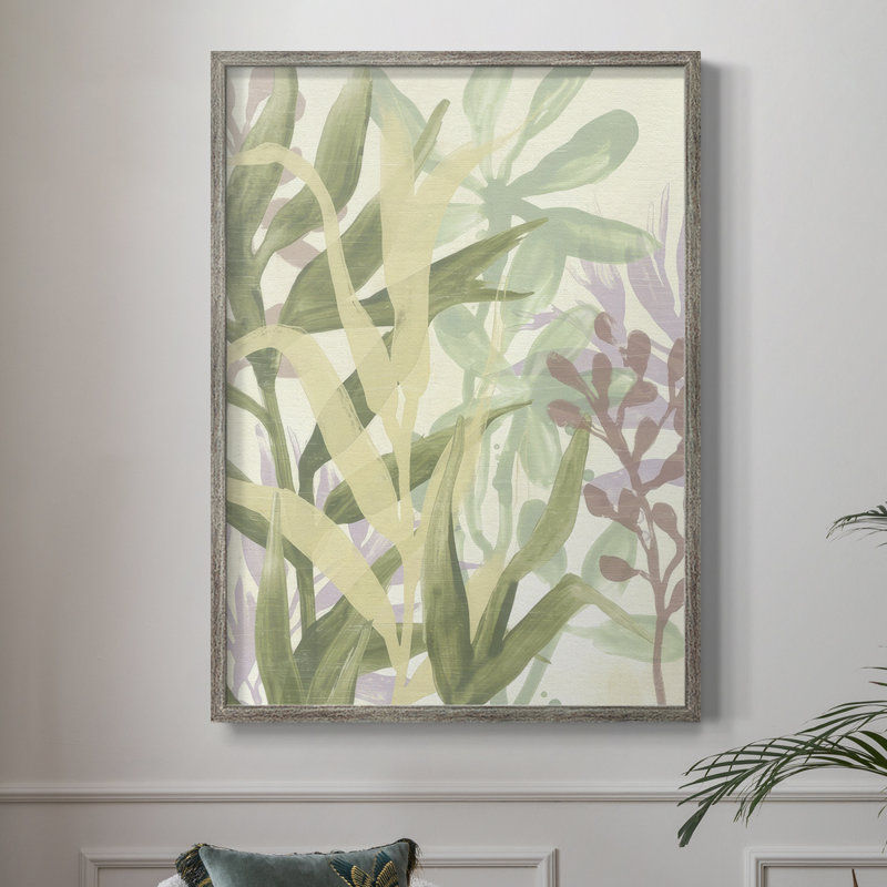 «Dreamy Tropical Leaves I», reproduction encadrée - bois massif, H 21 po x l 17 po