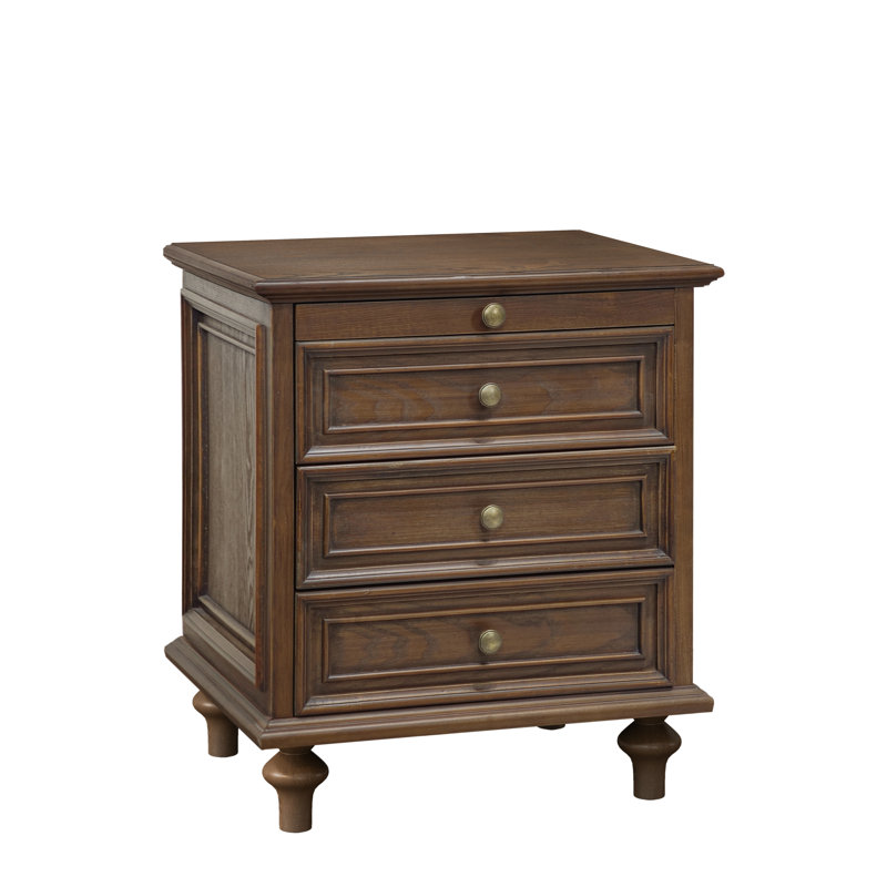 Table de chevet avec plateau coulissant Oberon, Noyer brun, 1