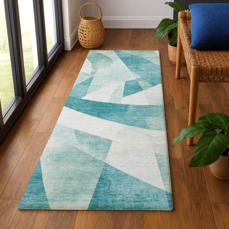 Premium Machine Washable Ashington AMF1836 Swirls Rug, Runner 2'3" x 7'6"