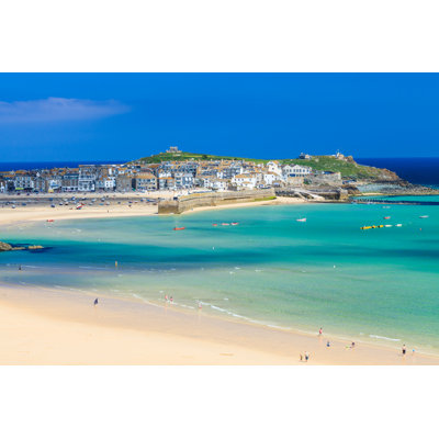 Beach In St Ives Cornwall by Ianwool - Wrapped Canvas Print