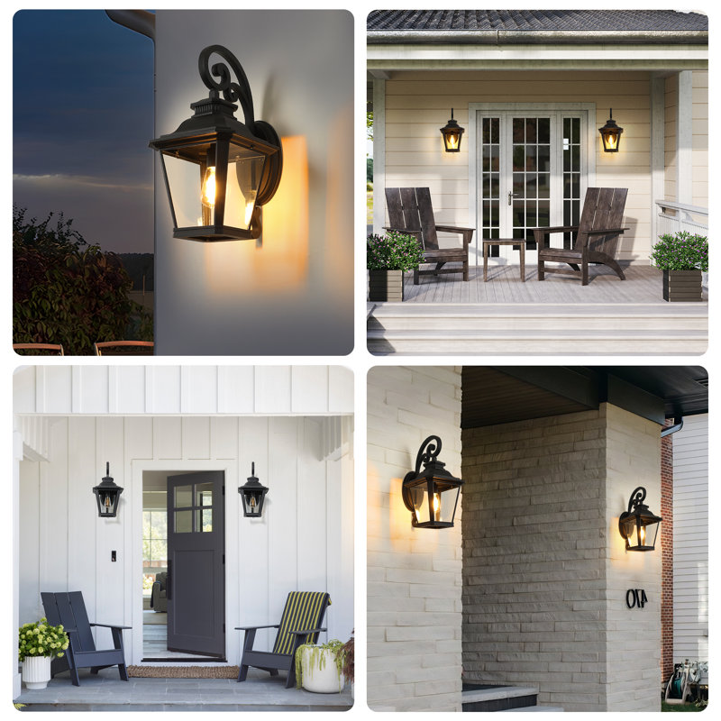 21” Black Modern Outdoor Wall Sconce With Clear Glass Shade – Waterproof For Porches, Patios & Garages(bulb Not Include)