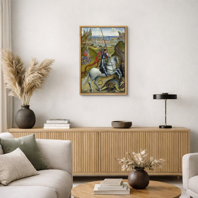 Illuminated Medieval Manuscript Knight Artwork, Historic Study Room Pictures, Framed Canvas Giclee Print Wall Art