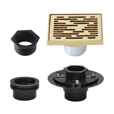 Kingston Brass Watercourse 4-Inch Square Brass Shower Drain