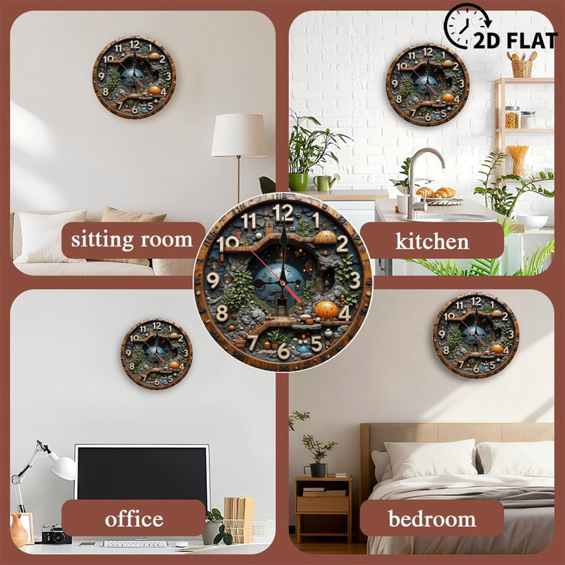 Horloge mondiale en bois miniature fantaisie