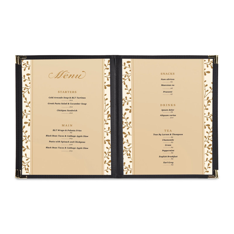 WeChef 10 Pack Restaurant Menu Covers 8.5" x 11" Book Style 4 Pages 6 Views Cafe