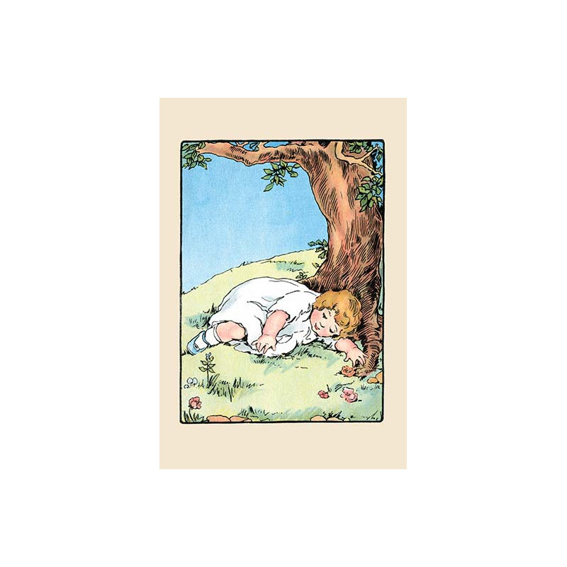 "endormi under a tree" , impression d’art graphique, H 66 po x l 44 po