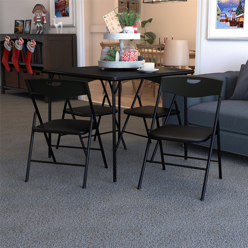 Hollinger 4 - Person Four Leg Dining Set, Black
