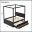 Grand lit plateforme avec auvent pour lit gigogne simple et 3 tiroirs de rangement-1126698473