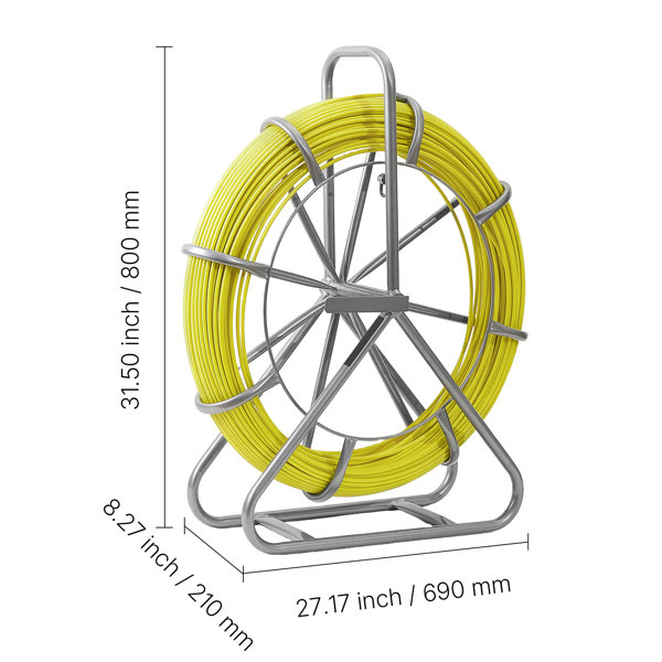 VEVOR Fish Tape Fibreglass, 500FT 6.3MM, Duct Rodder Fishtape Wire ...