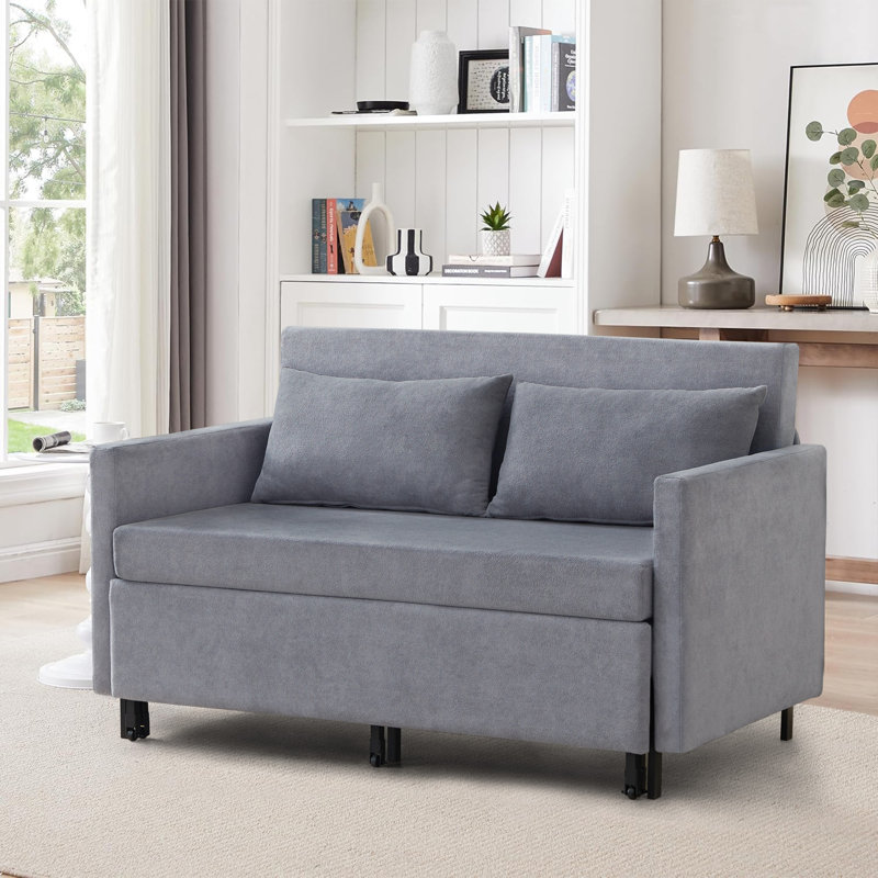 51.18'' Upholstered Reclining Sleeper Sofa, Gray