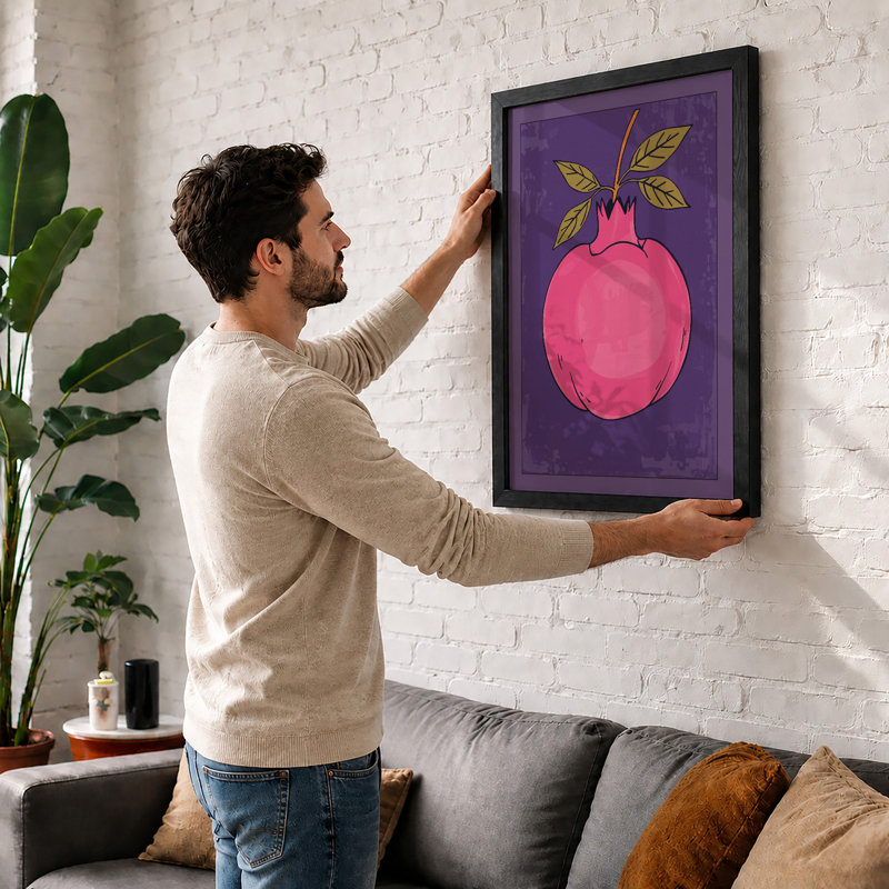 Pomegranate & Gold Botanical - Print, A1 - 84.1 x 59.4 cm, Oak