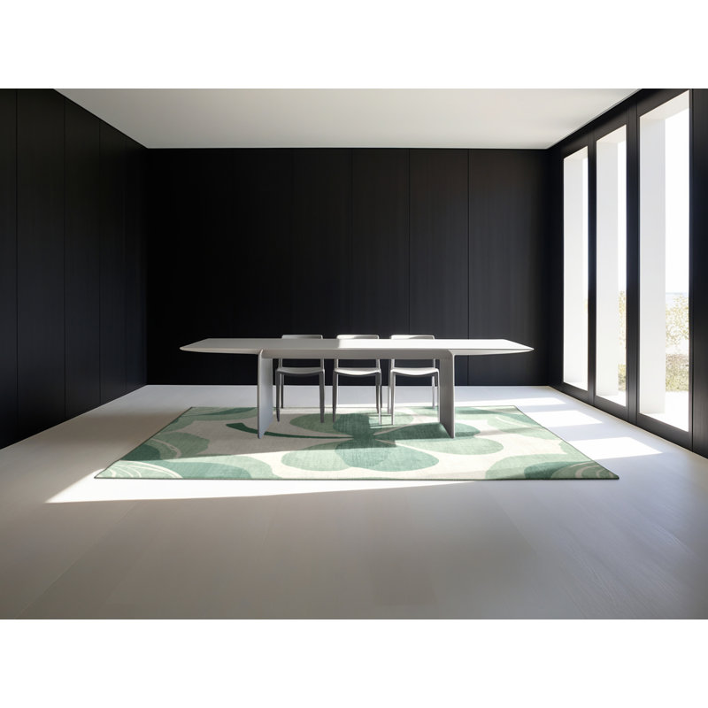 Machine Washable Alexa St Patties Modern & Contemporary Abstract Rug in White – SageGreen Binding, 2x3