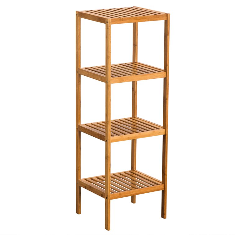 9.05'' W x 24.4'' H x 9.05'' D Solid Wood Free-Standing Bathroom Shelves