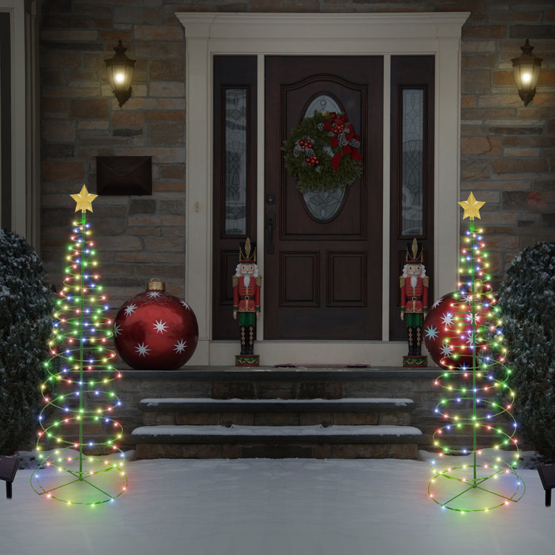 Christmas Tree Lighted Display, Blue/Red/Green