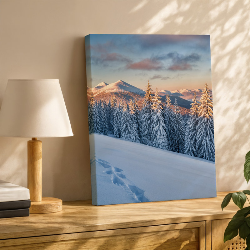 Reproduction d'art sur toile, "Un paysage d'hiver serein avec une forêt dense de grands murs", H 30 po x l 20 po