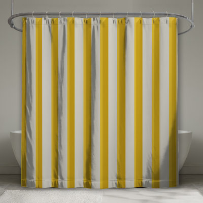 Yellow White Stripes Shower Curtains Extra Long