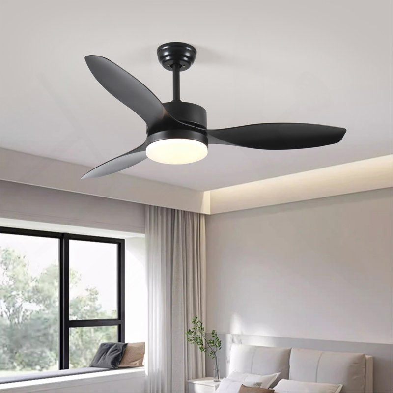 Ventilateur de plafond 52 po intérieur / extérieur avec ensemble de lumières DEL - noir