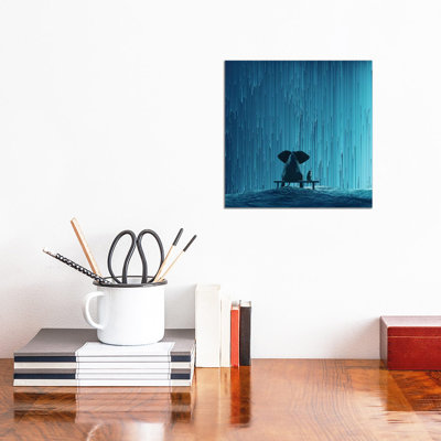 Reproduction d’art, "Elephant and Dog looking at Star Rain" par Mike Kiev