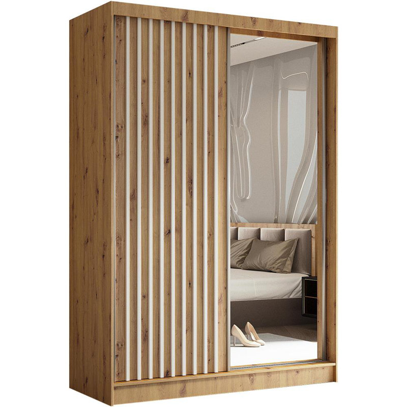 Ascher 2 Door Sliding Wardrobe, Light Brown