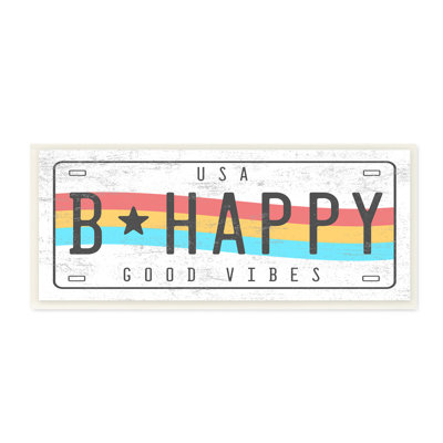 B «Happy Rainbow», plaque d’impression «Good Vibes Sentiment» surdimensionnée, art numérique sur estampe numérique par Daphne Polselli