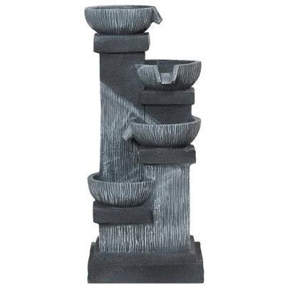4-Tier Resin Cascading Bowls Outdoor Waterfall Fountain,Water Fountain,With LED Lights, Pump