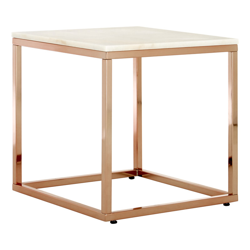 Ladson Sled End Table, Rose Gold, White