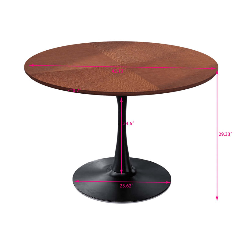 Bjarnheiður Pedestal Dining Table, Black, Black, 28.7" H x 31.5" L x 31.5" W