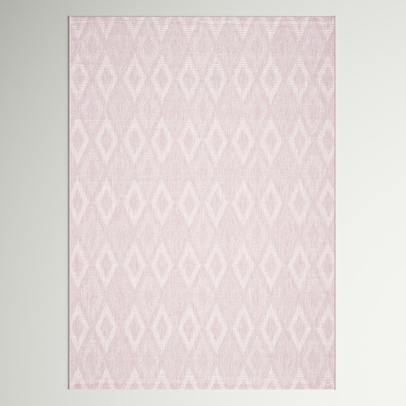 Tamber Geometric Pink Indoor/Outdoor Area Rug, Rectangle 2'7" x 5'