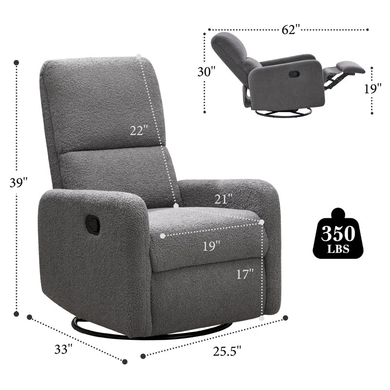 Fauteuil inclinable pivotant avec fauteuil à bascule et fauteuil de massage, Ourson gris