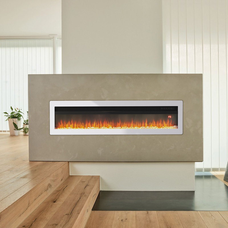 Wyndham Electric Inset Fire, White, 32.7cm H x 127cm W x 14.6cm D