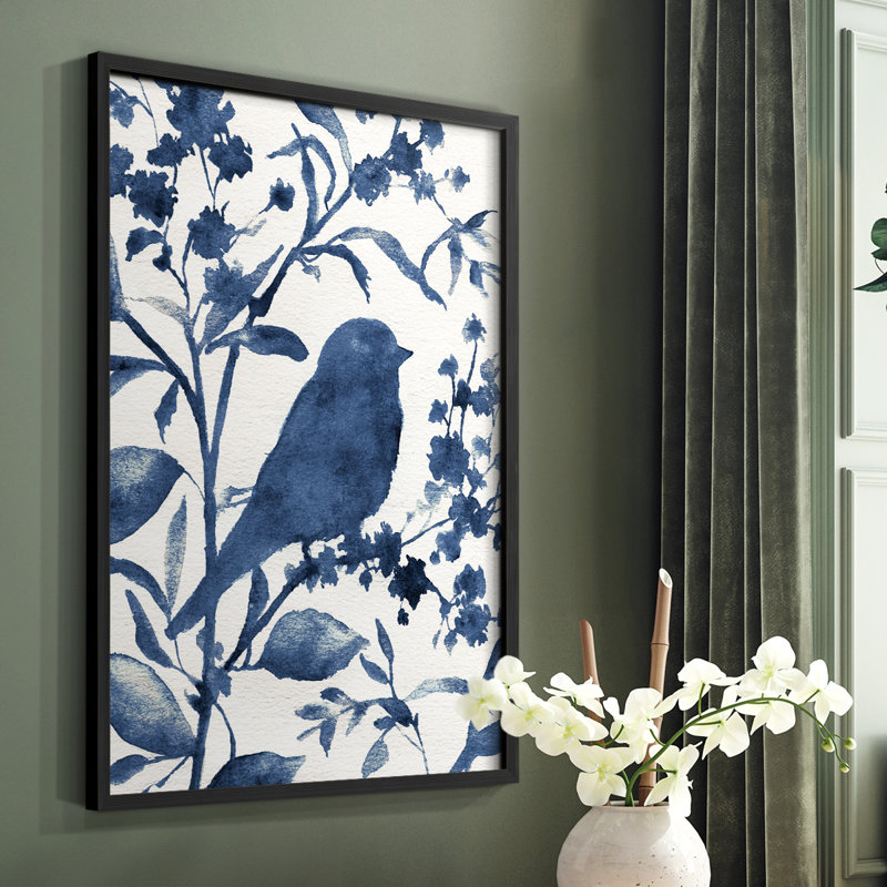 Bluebird Silhouette I, reproduction encadrée - bois massif, Noir, H 14 po x l 11 po